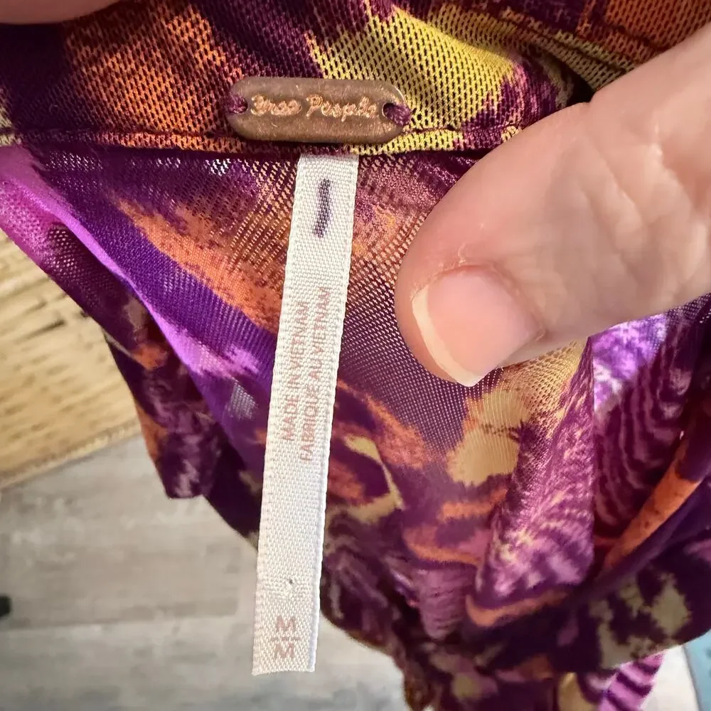 Free People Lucky Shirtee Sheer Mesh Top S Purple Y2K Button Front phoebe buffet